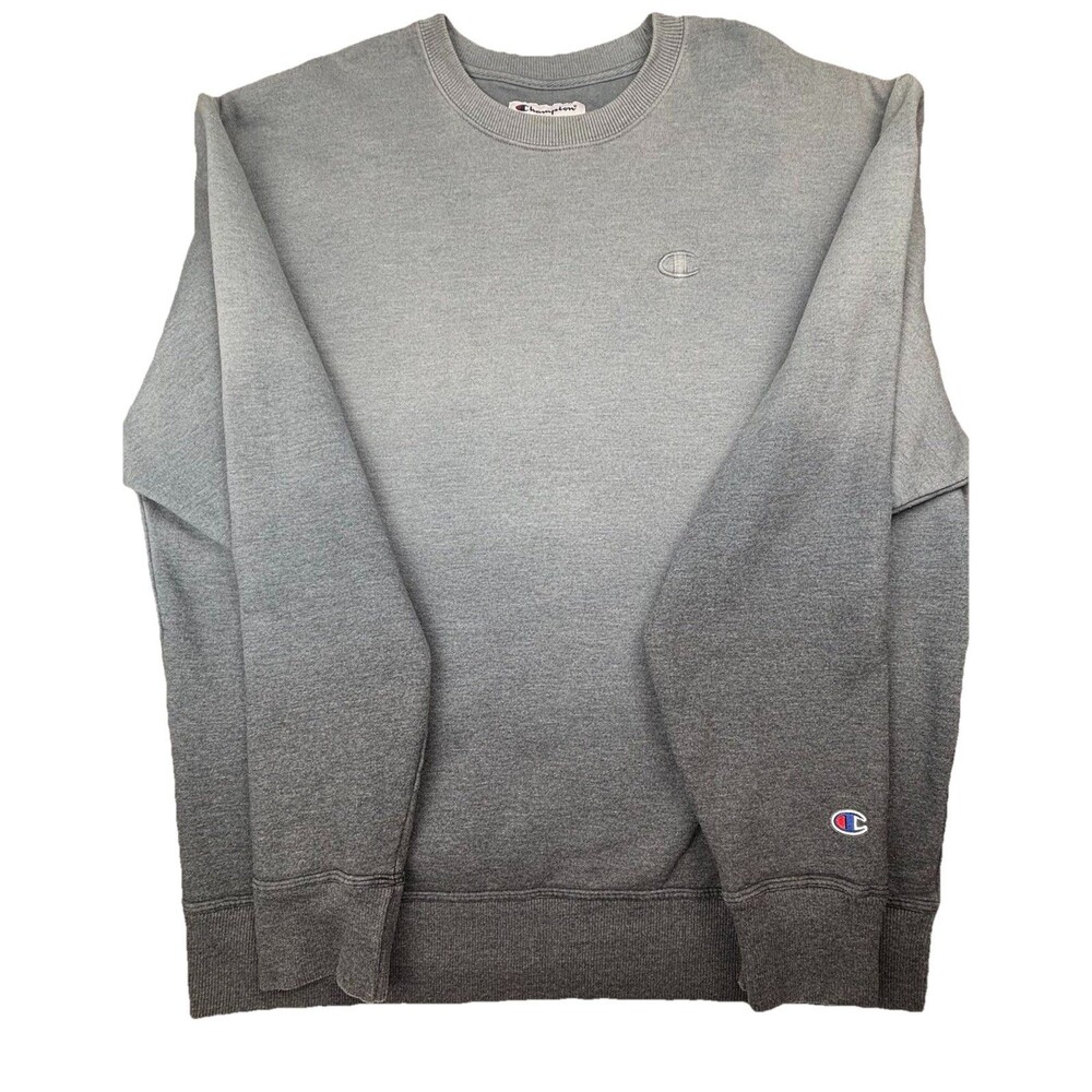 Men's Champion Ombre Sweatshirt Gray Long Sleeve Sz Large